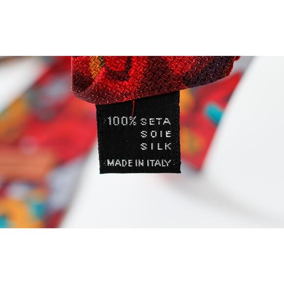 VTG Missoni Italy Silk Cubism Floral Bird Tie Retro Artsy Wedding Luxury Boho - Picture 12 of 14